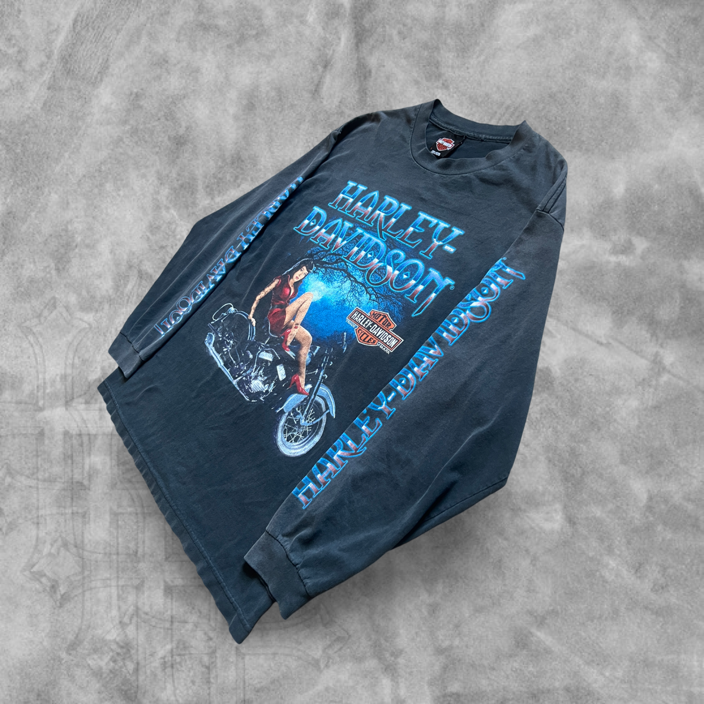 Faded Black Harley Davidson Long Sleeve Shirt 2000s (L)