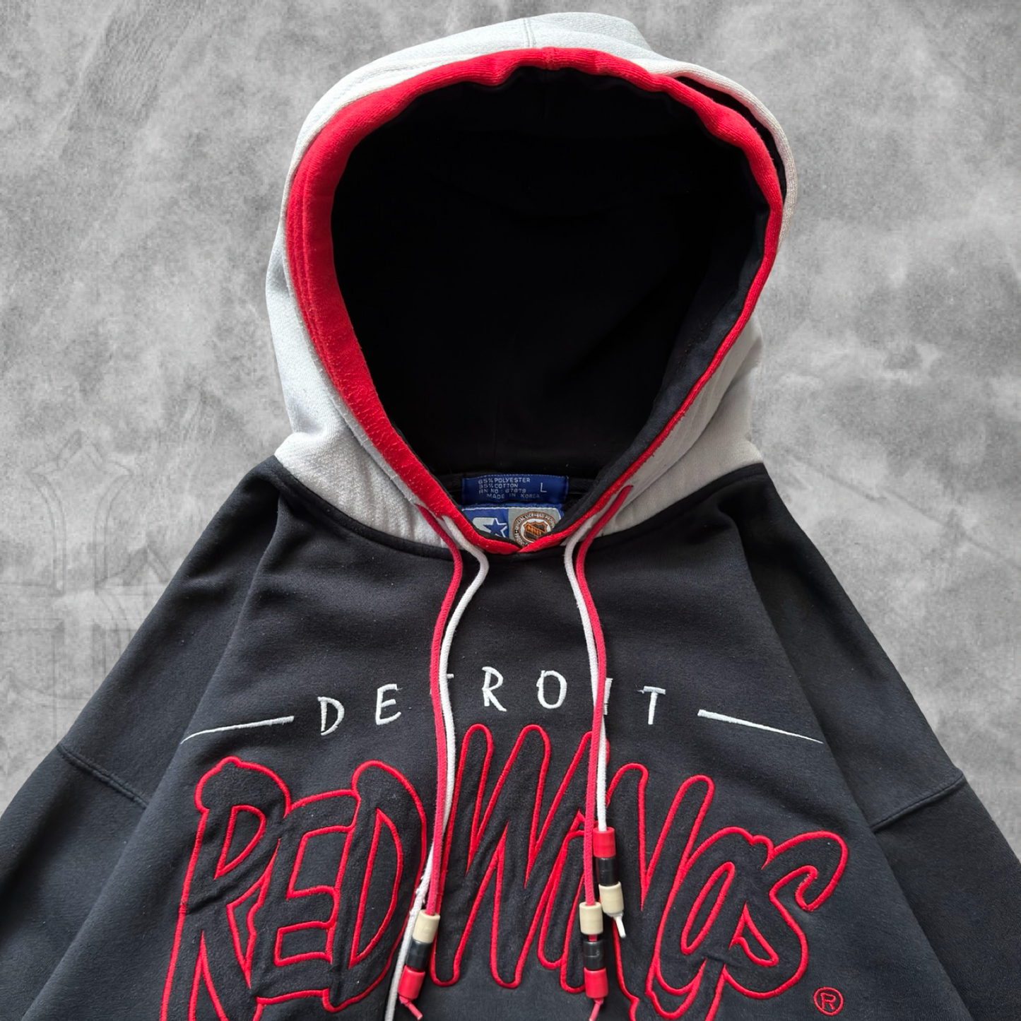 Black Detroit Red Wings Starter Beads Hoodie 1990s (L)