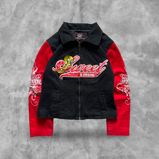 Black Tweety Bird Fresh & Sweet Nascar Jacket 2000s (S)