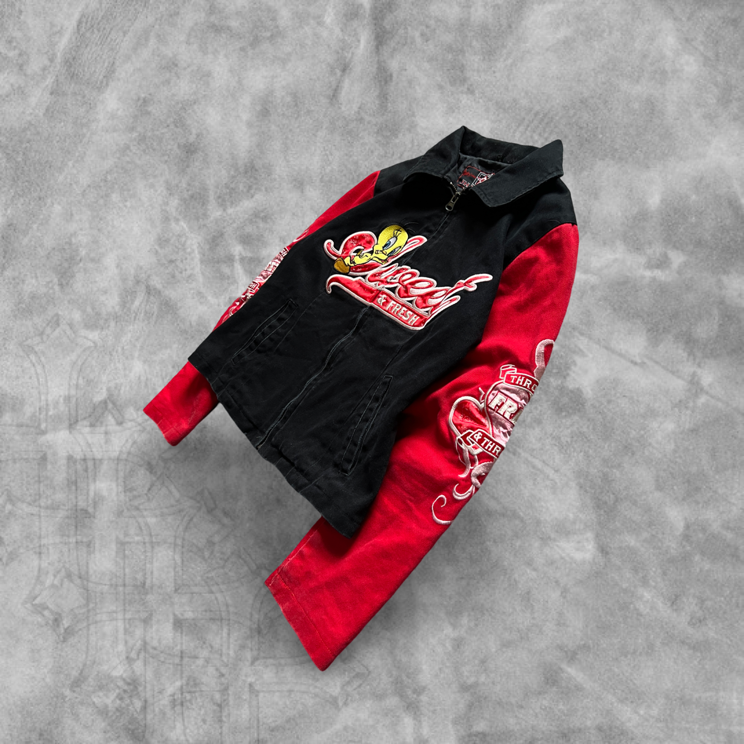 Black Tweety Bird Fresh & Sweet Nascar Jacket 2000s (S)