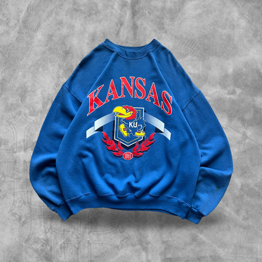 Blue Kansas Jayhawks Sweatshirt 1990s (XL)