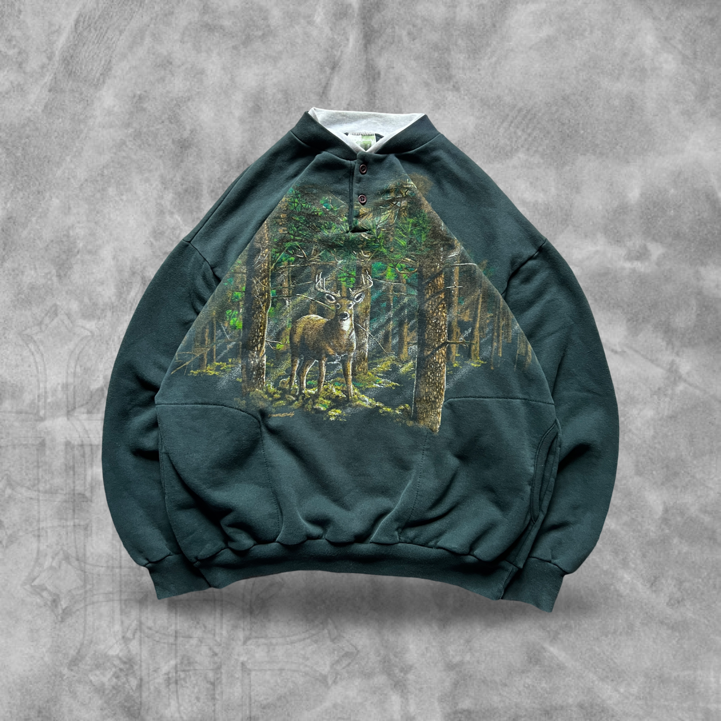 Forrest Green Wildlife Wrap Around Sweatshirt 1990s (L)
