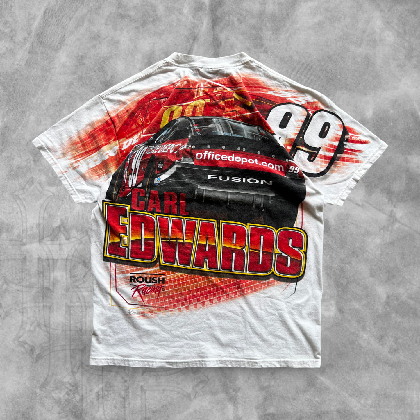White Carl Edwards Nascar AOP Shirt 2000s (L)