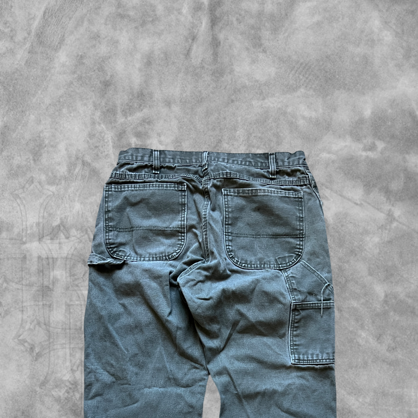 Faded Distressed Olive Green Dickies Carpenter Pants 1990s (34x30)