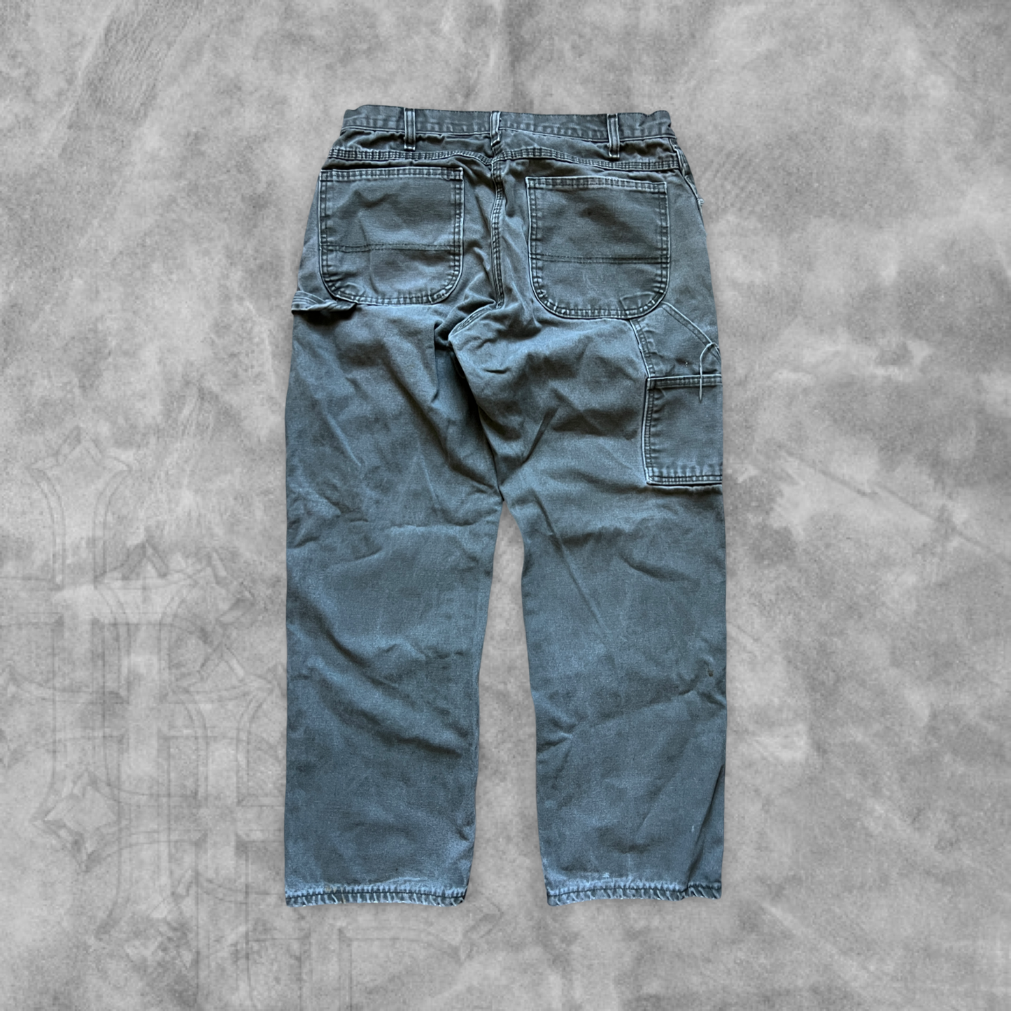 Faded Distressed Olive Green Dickies Carpenter Pants 1990s (34x30)