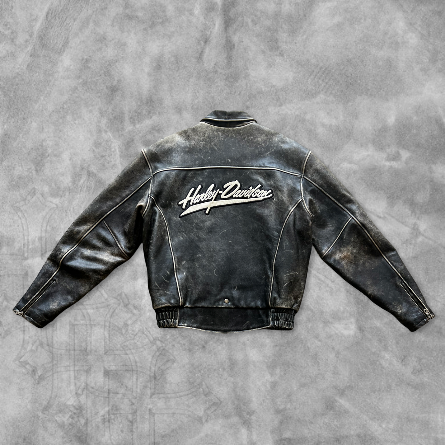 Faded Black Harley Davidson Leather Jacket 1990s (L)