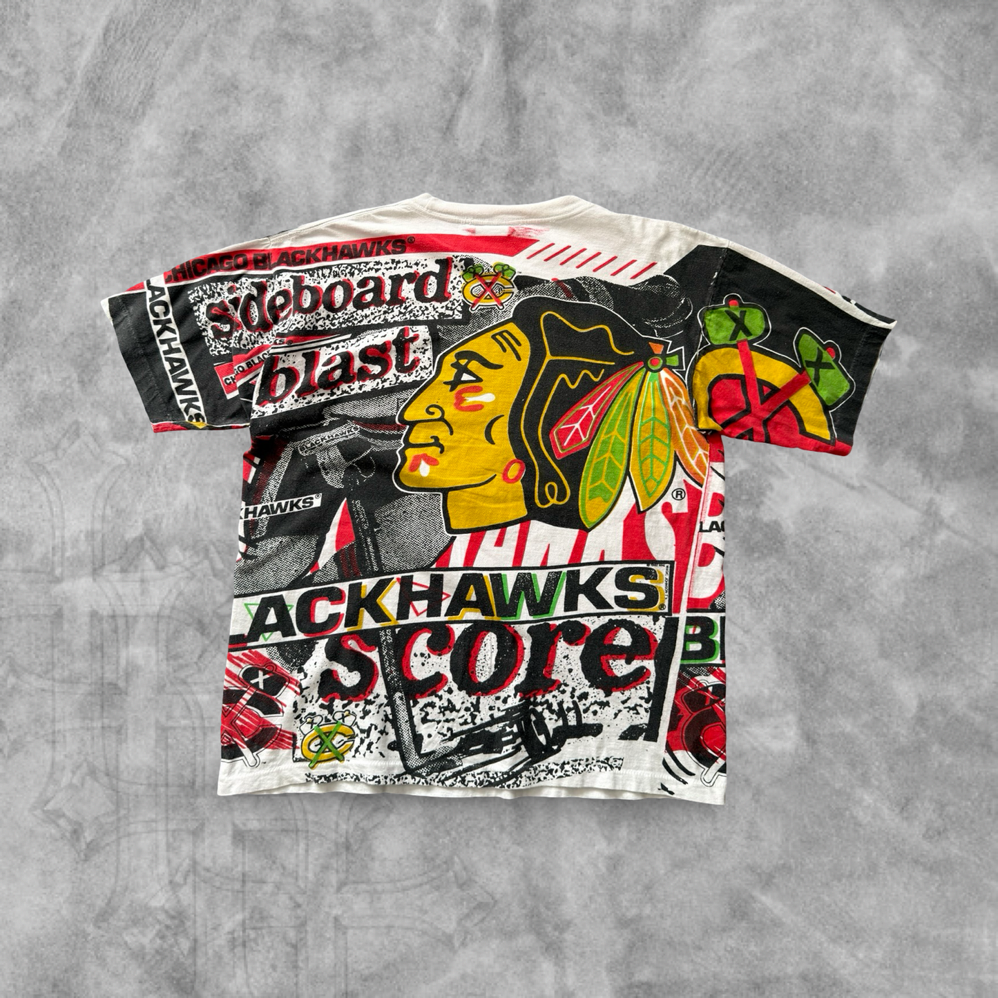 Multicolored Chicago Black Hawks Sideboard Blast Shirt 1990s (L)