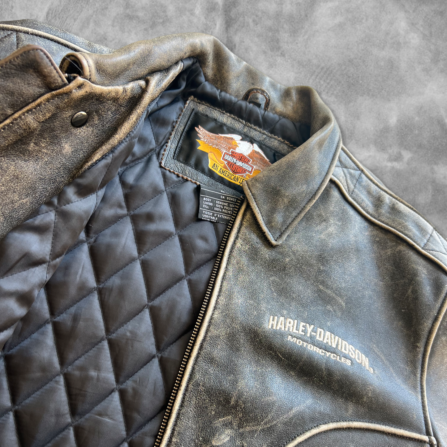 Faded Black Harley Davidson Leather Jacket 1990s (L)