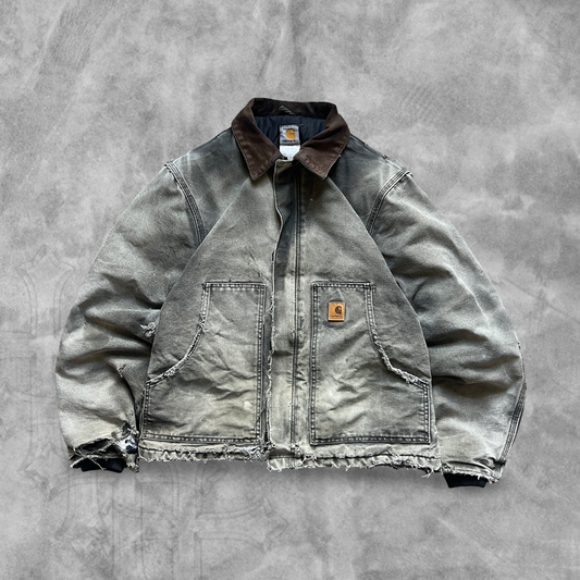 Faded Distressed Black Carhartt Work Jacket 2000s (M)