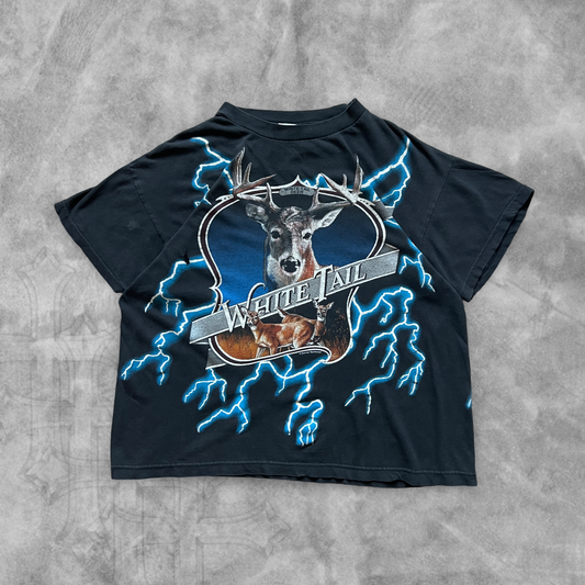 Faded Black White Tail Deer American Thunder Shirt 1990s (M)