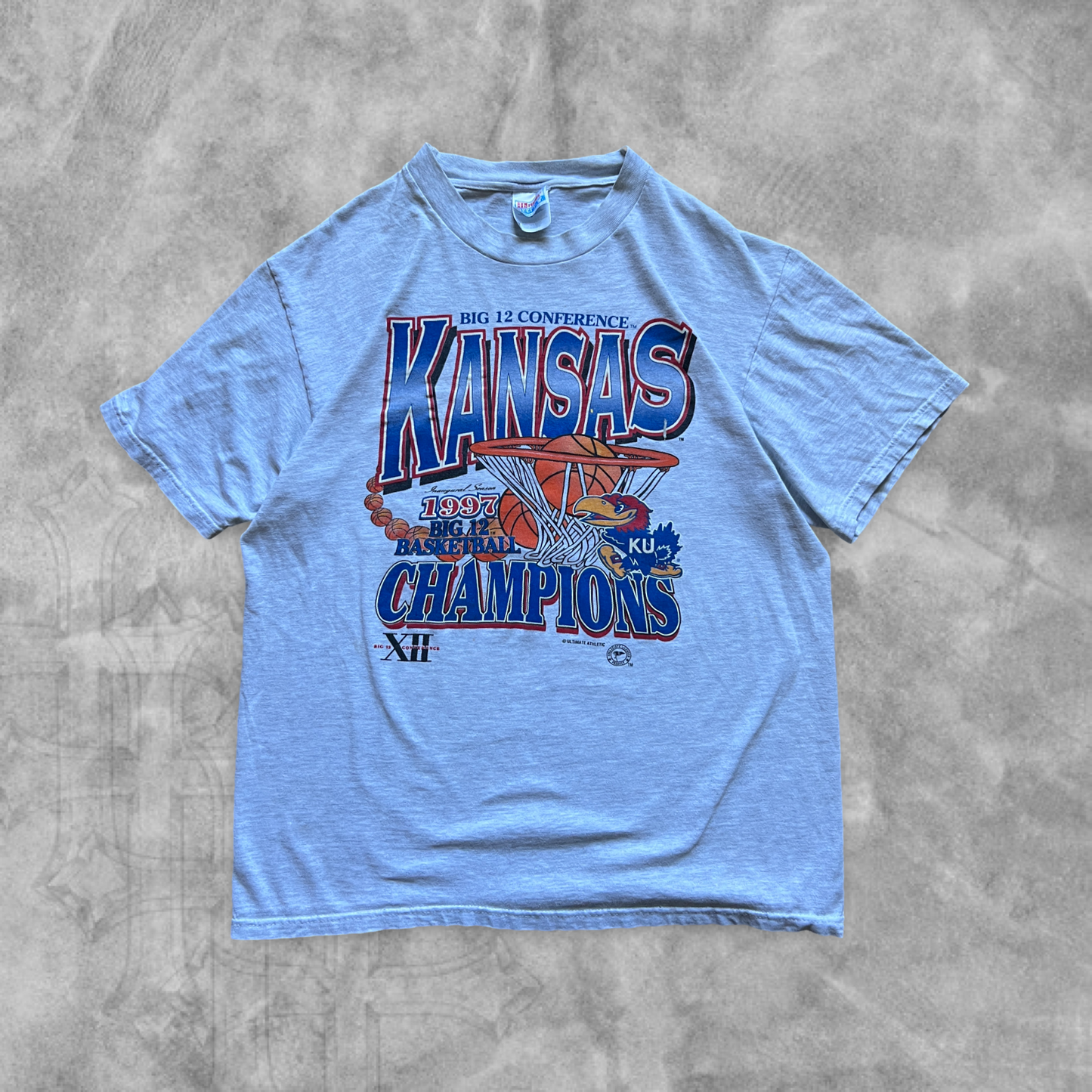 Gray Kansas Jayhawks Big 12 Champions Shirt 1997 (M)