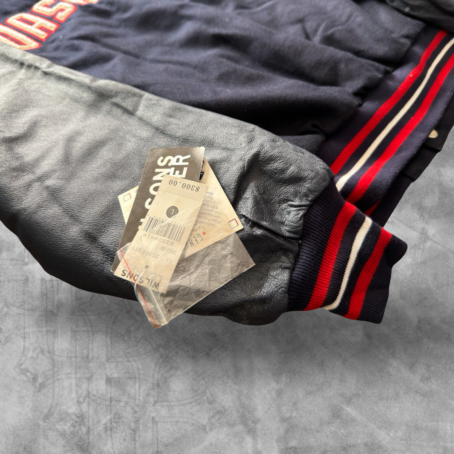 Navy Blue Washington Nationals Leather Reversible Varsity Jacket 1990s (L)