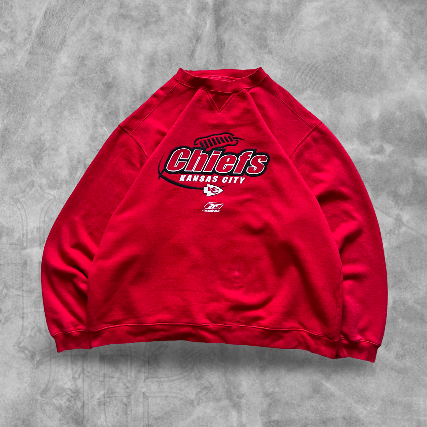 Cherry Red Kansas City Chiefs Reebok Sweatshirt 1990s (XL)