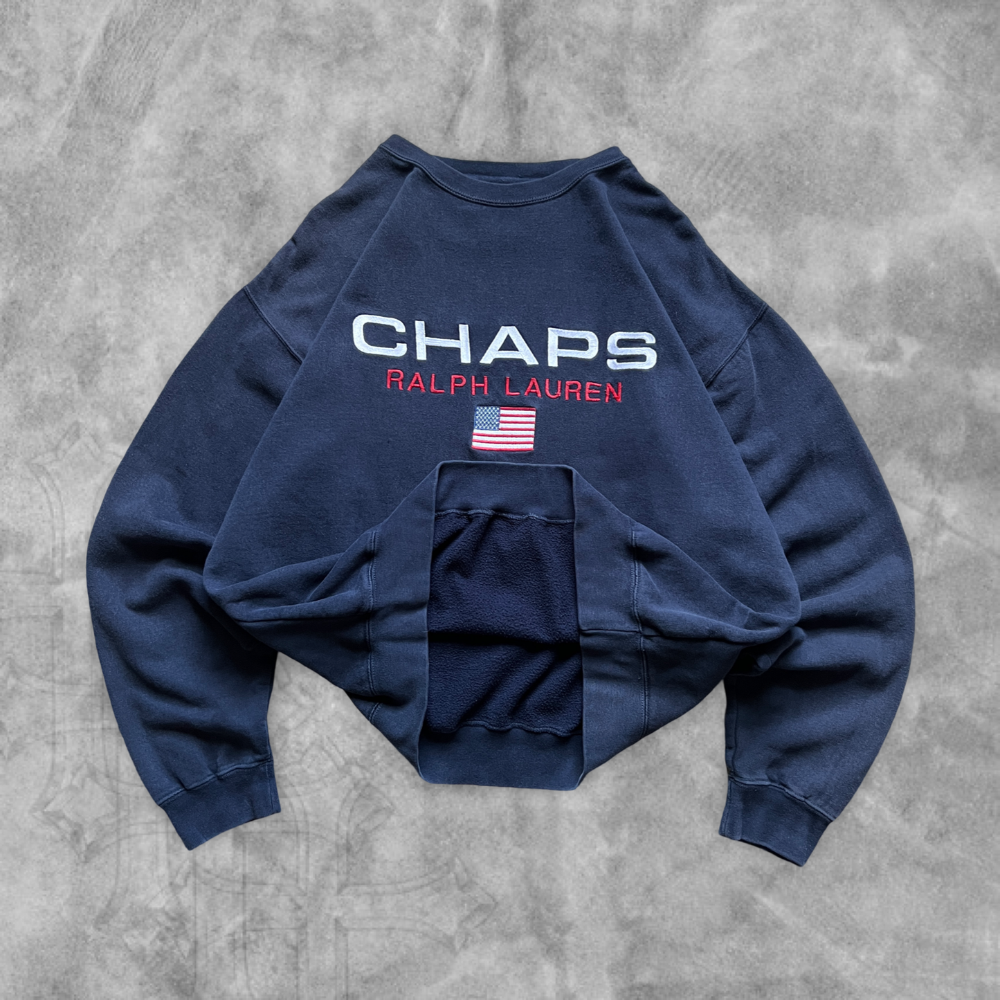 Navy Blue Chaps Ralph Lauren Sweatshirt 1990s (M)