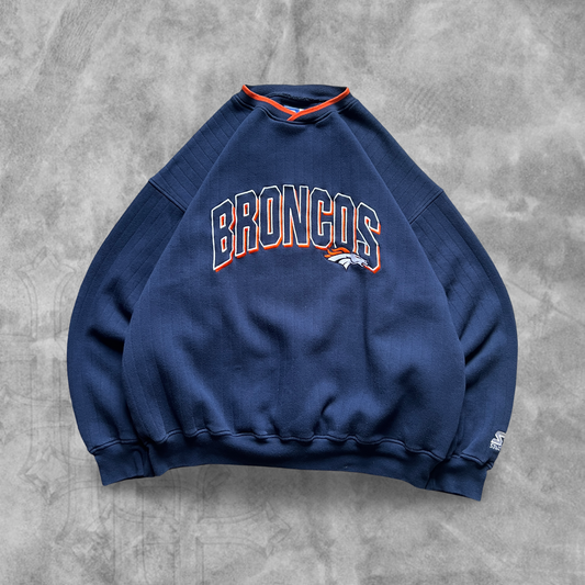 Navy Blue Denver Broncos Sweatshirt 1990s (XL)