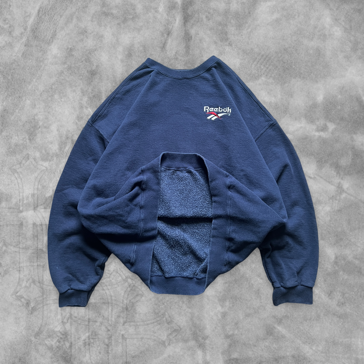 Navy Blue Reebok Sweatshirt 1990s (XL)