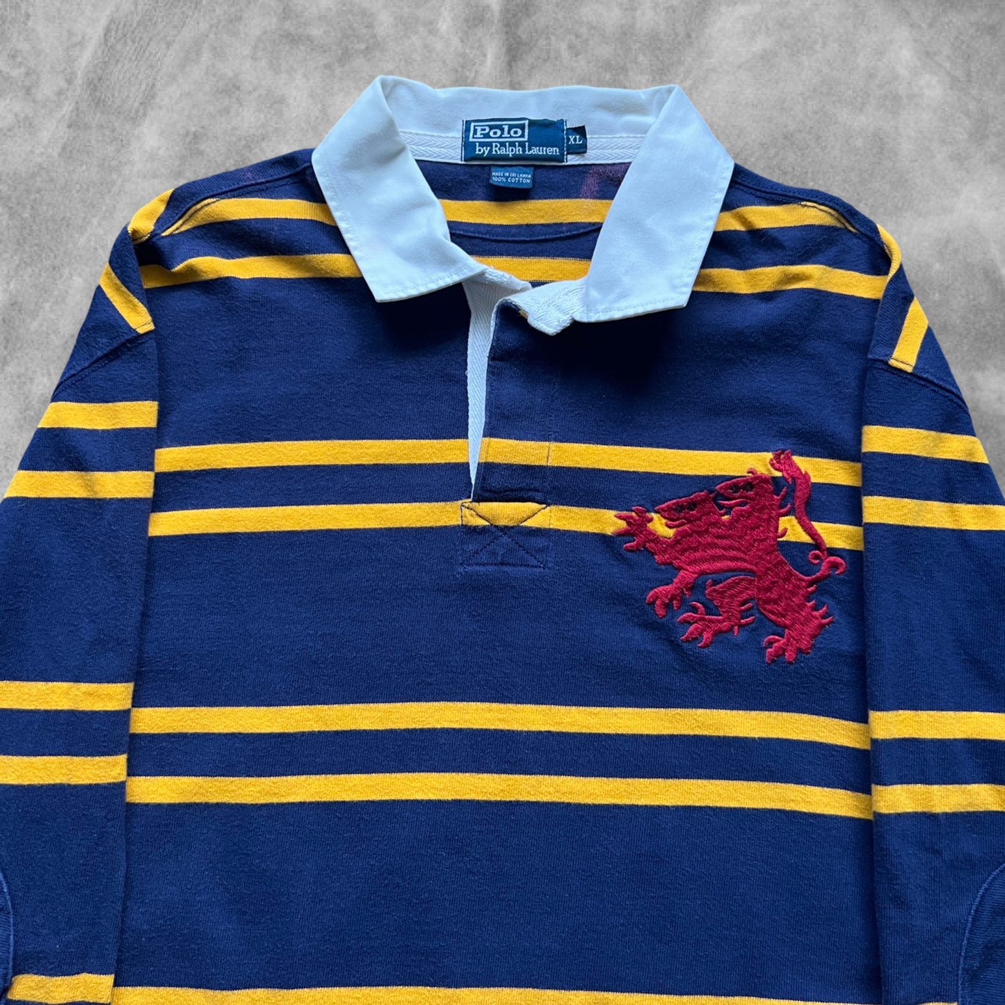 Navy Blue Polo Striped Rugby Shirt 1990s (XL)