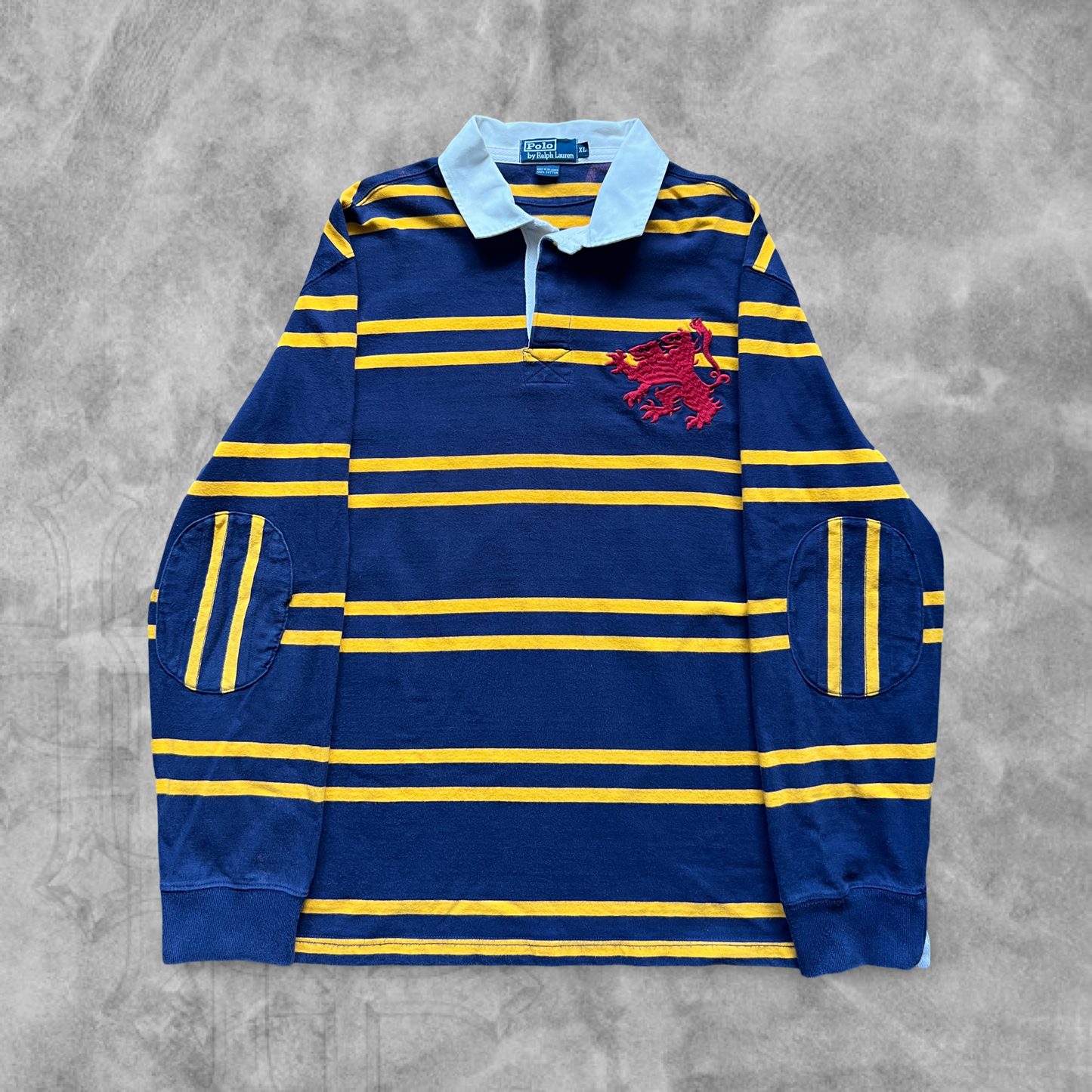 Navy Blue Polo Striped Rugby Shirt 1990s (XL)
