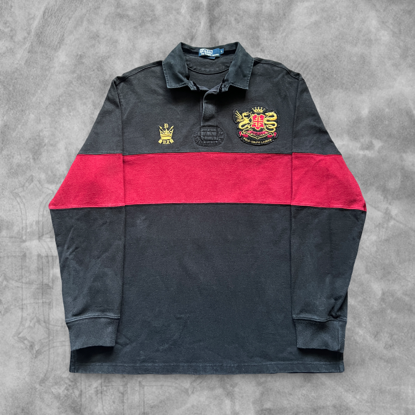 Black Polo Rugby Shirt 1990s (L)