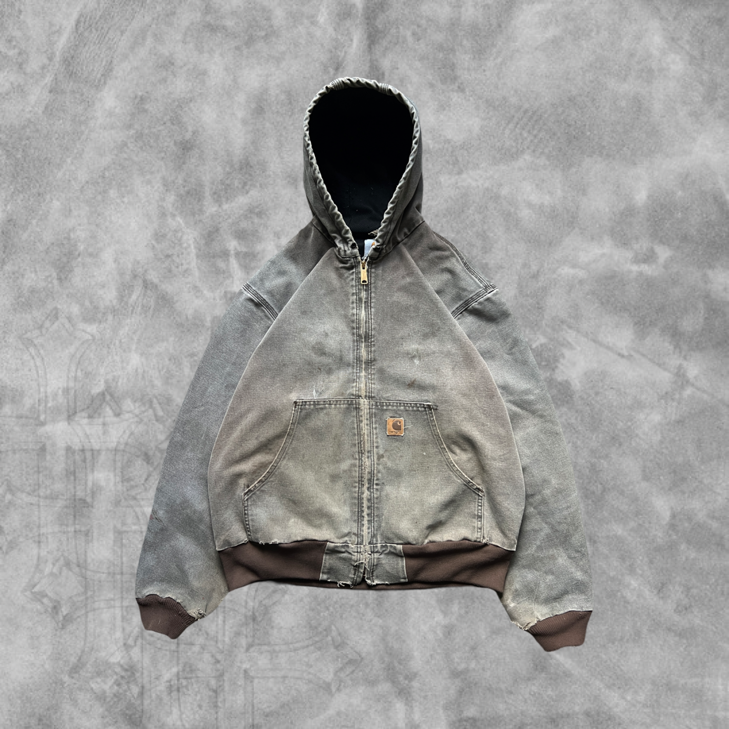 Faded Distressed Brown Carhartt Hooded Jacket 1990s (L)