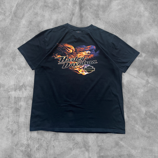 Black Harley Flame Eagle Shirt 2000s (L)