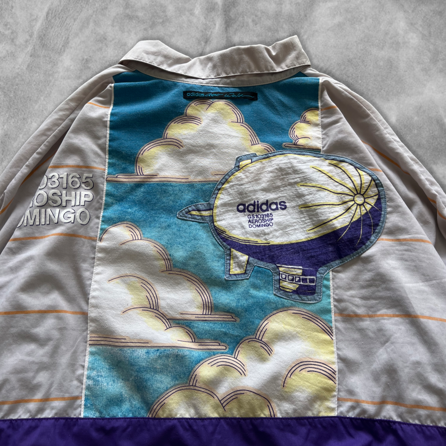 Multicolored Pinstripe Adidas World Wide Blimp Racing Pullover 1990s (XL)