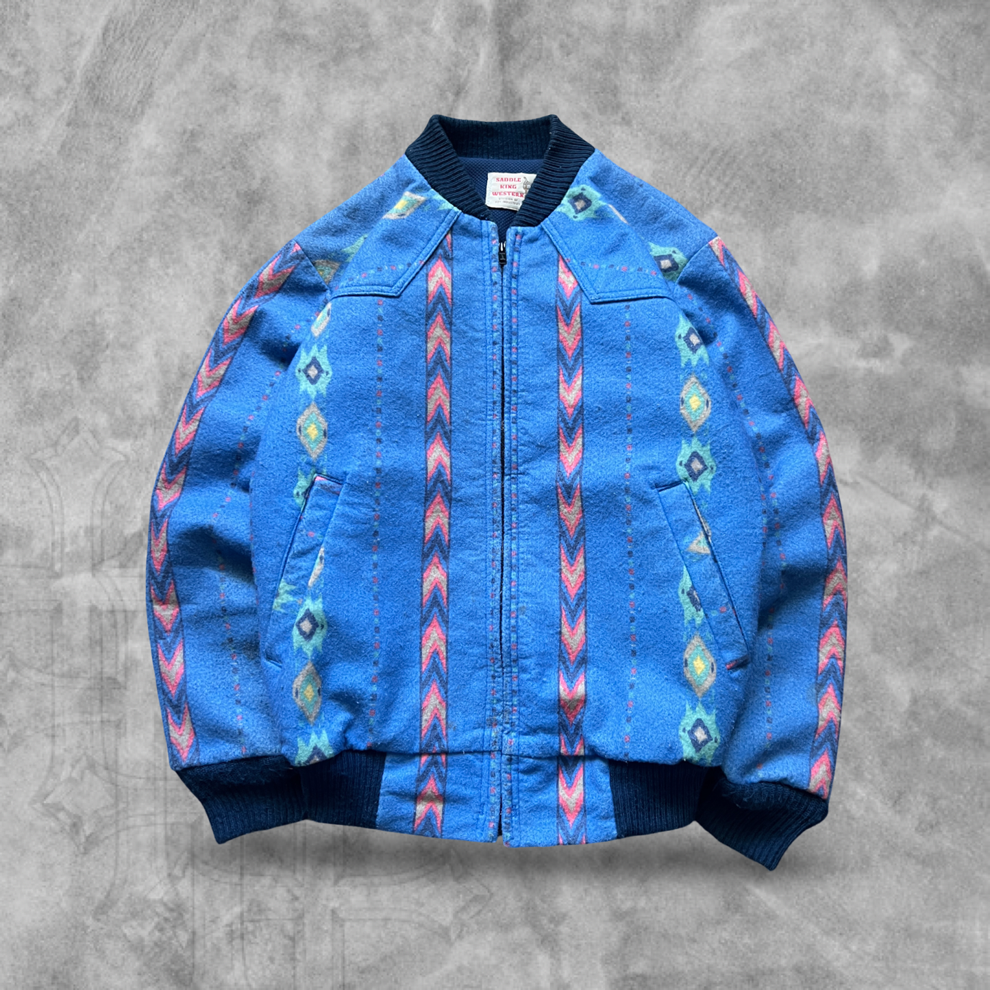 Multicolored Aztec King Western Bomber Jacket 1990s (M)