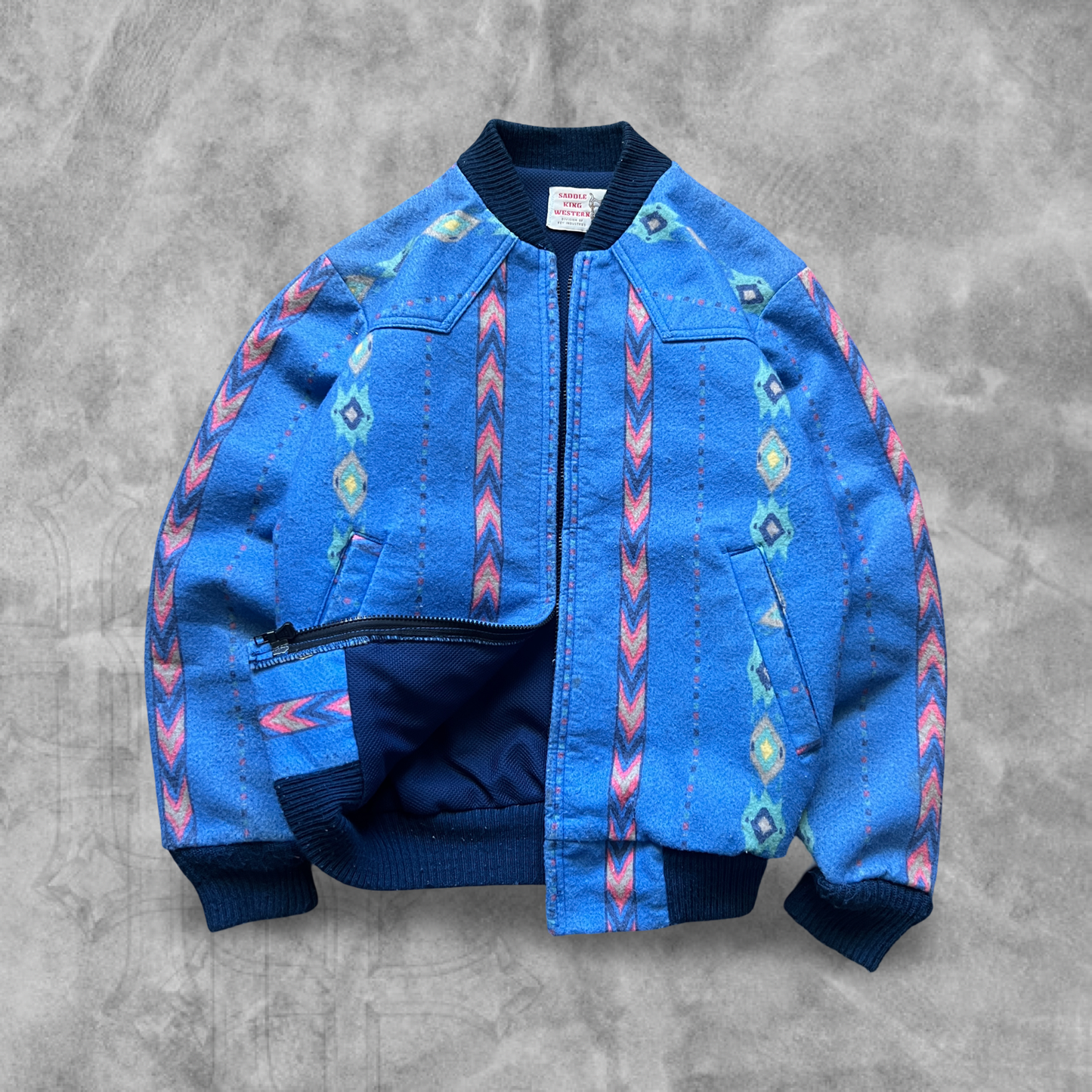 Multicolored Aztec King Western Bomber Jacket 1990s (M)