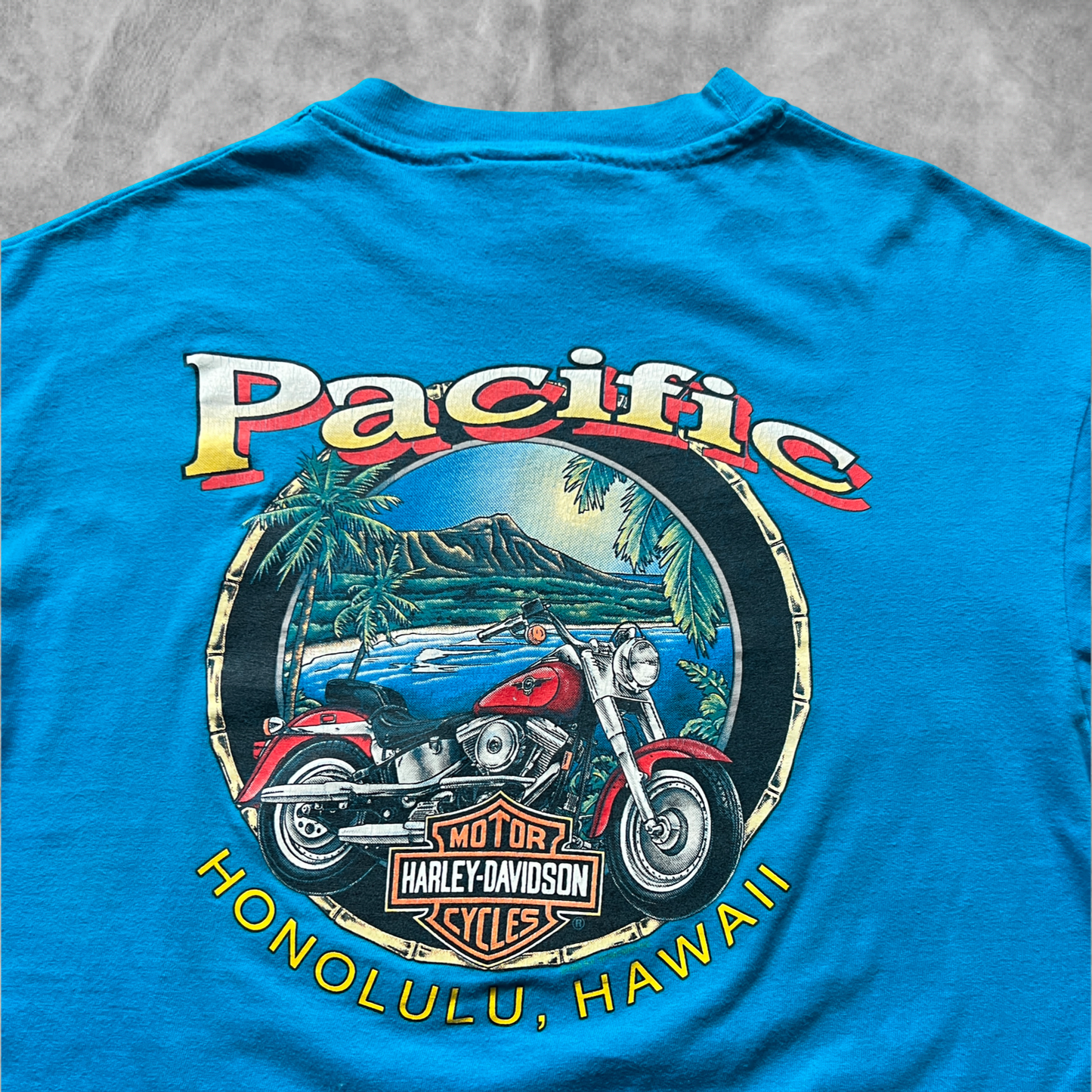 Teal Harley Davidson A Ride In Paradise Shirt 1990s (M)