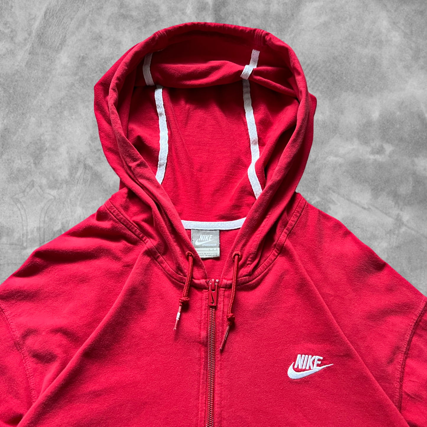 Cherry Red Nike Essential Hooded Jacket 2000s (L)