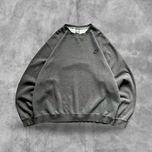 Charcoal Gray Nike Essential Sweatshirt 2000s (XXL)
