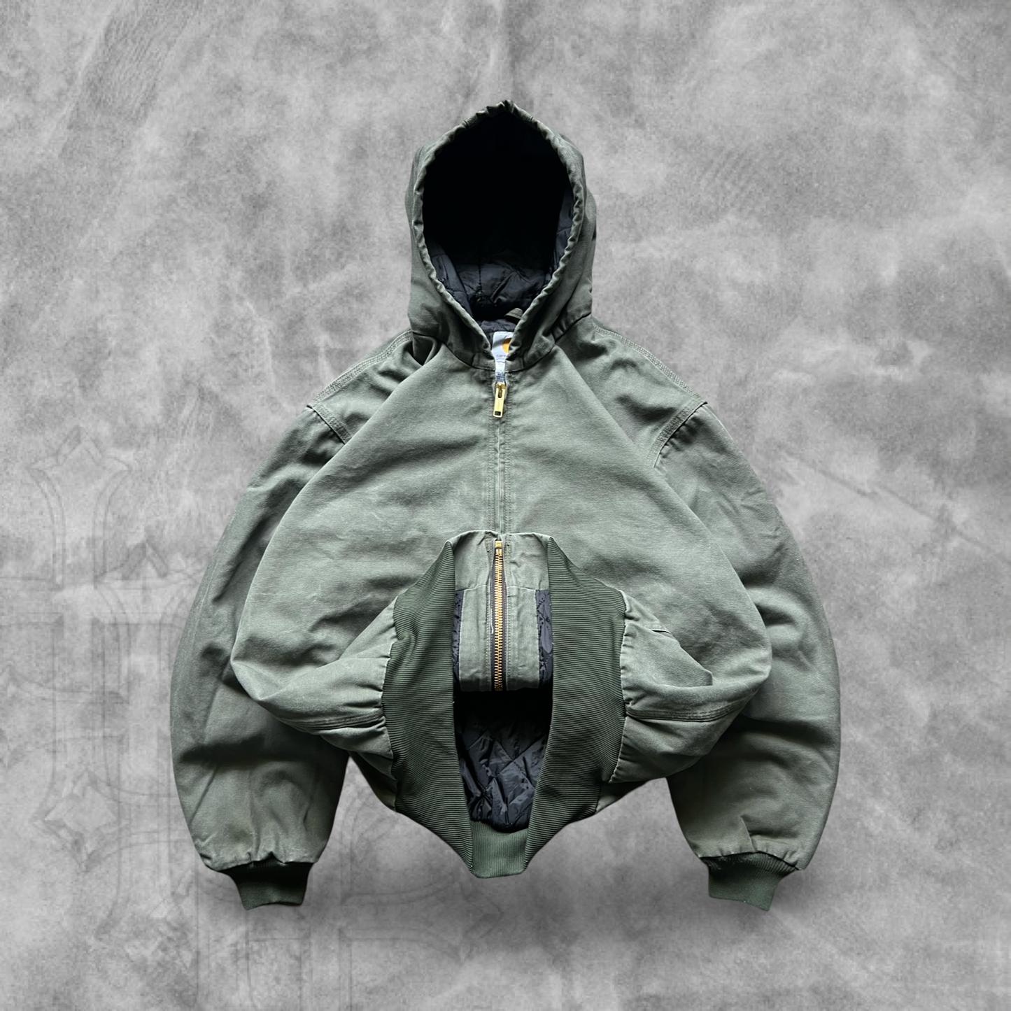 Moss Green Carhartt Hooded Jacket 2000s (XL)