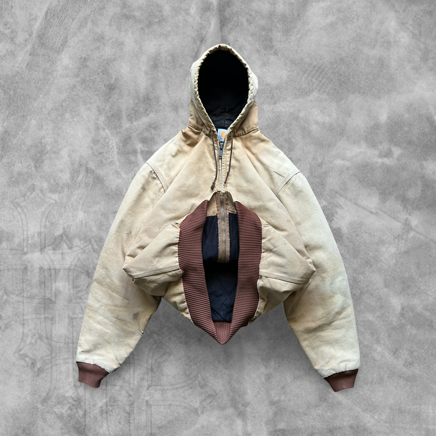 Faded Tan Carhartt Hooded Jacket 1990s (XL)