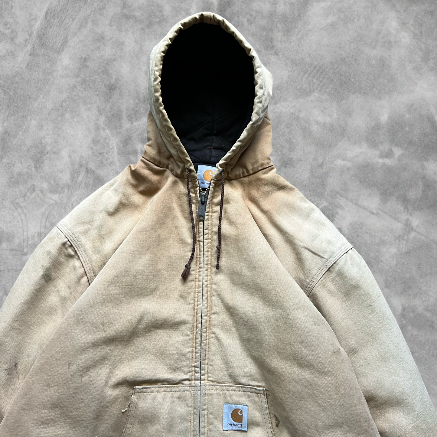 Faded Tan Carhartt Hooded Jacket 1990s (XL)