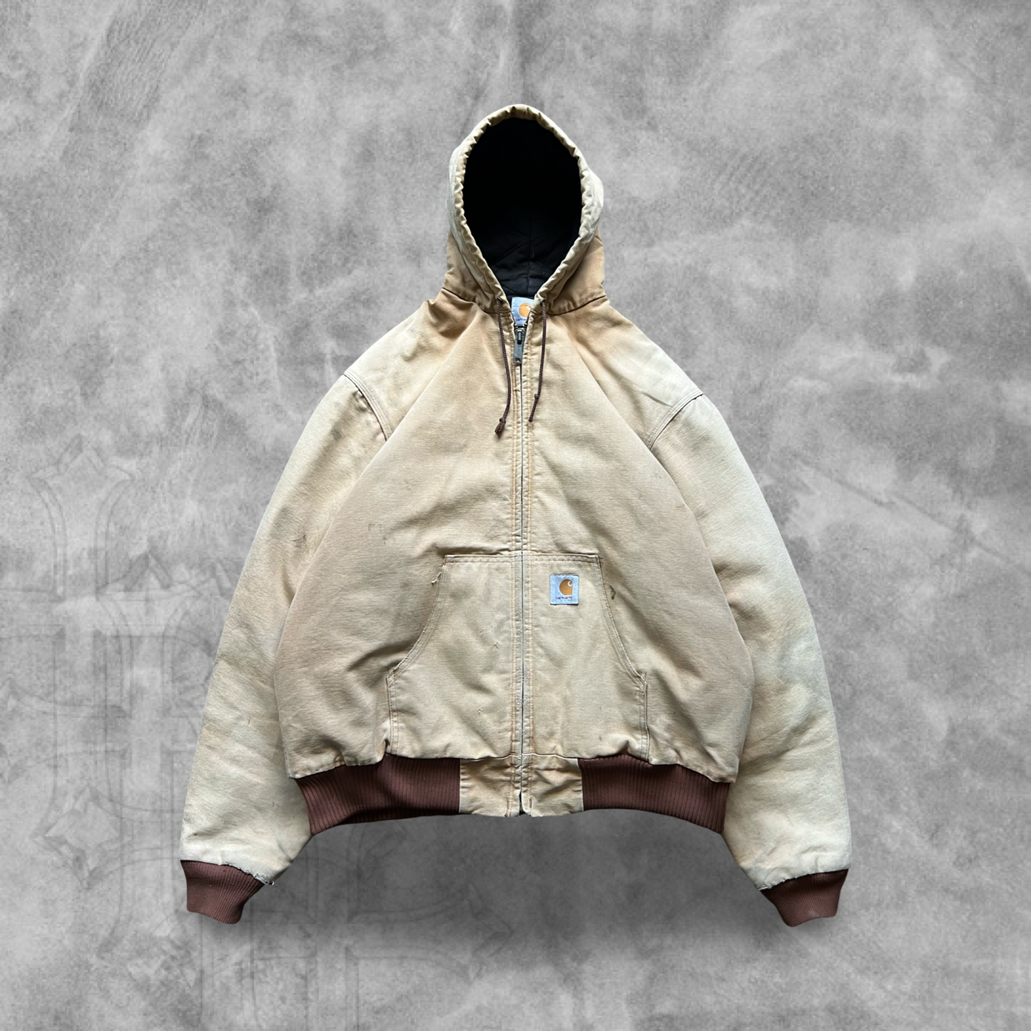 Faded Tan Carhartt Hooded Jacket 1990s (XL)