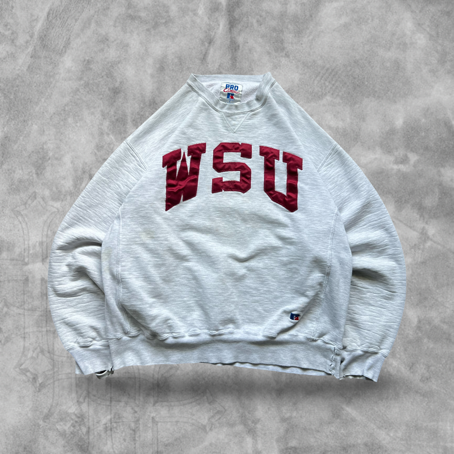 Distressed Heather Gray WSU Reverse Weave Sweatshirt 1990s (M)