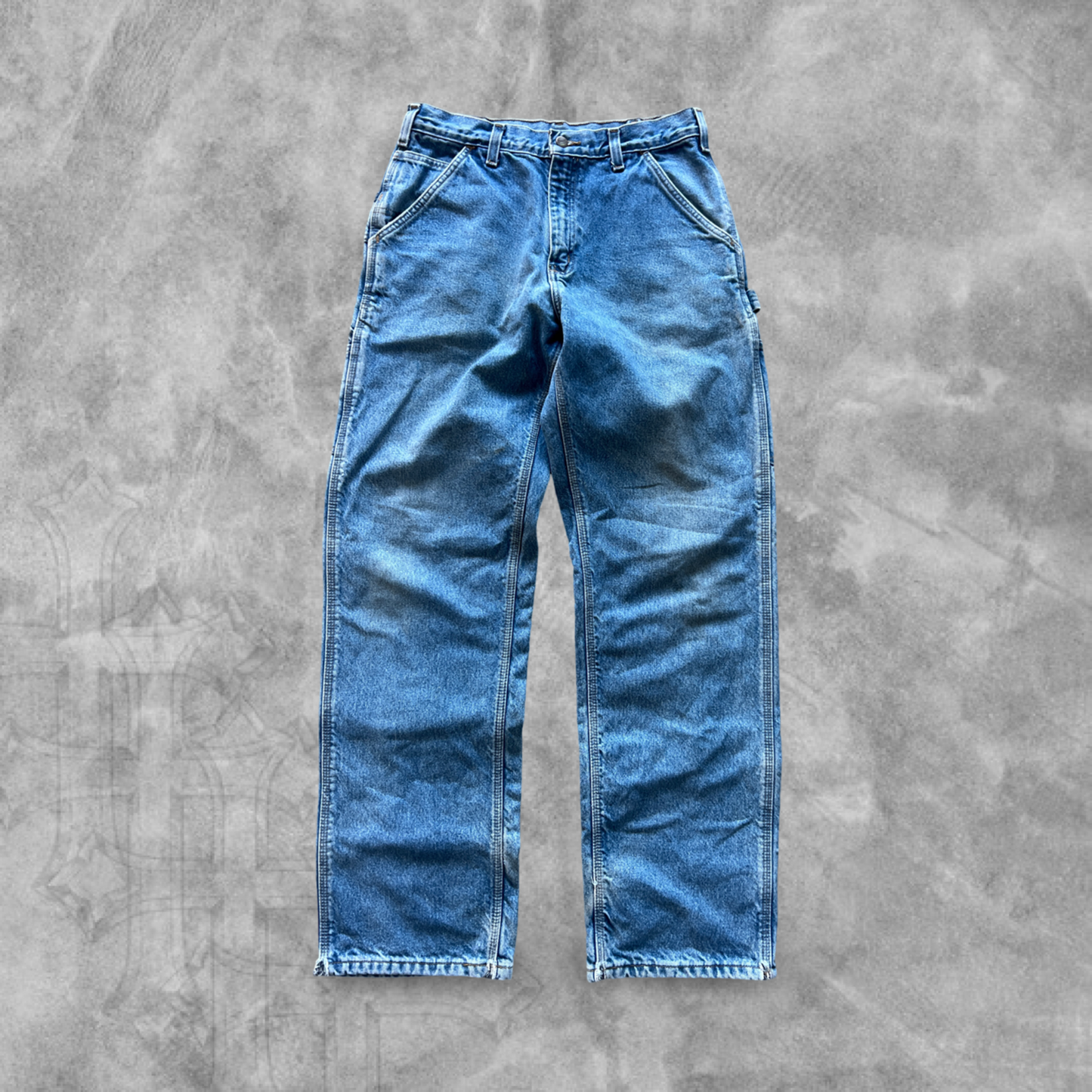Faded Denim Carhartt Carpenter Flannel Lined Pants 1990s (34x32)