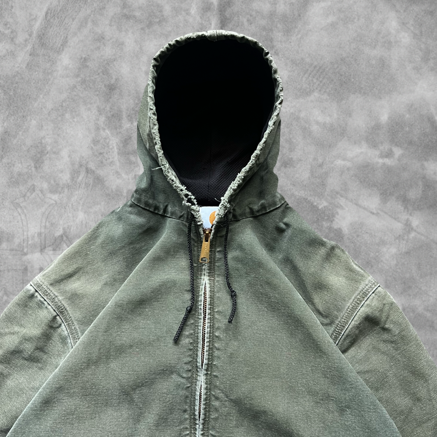 Faded Moss Green Carhartt Hooded Jacket 1990s (L)