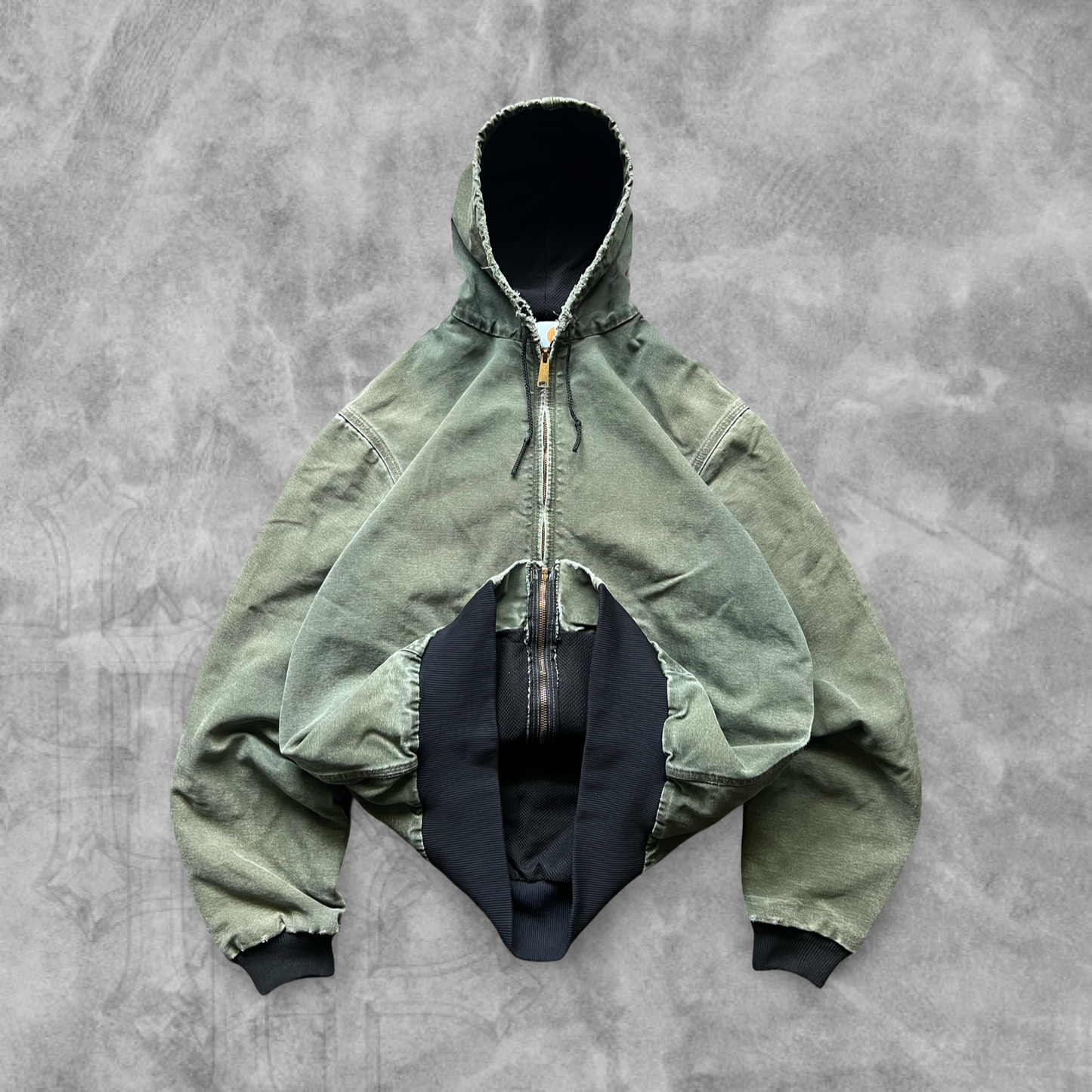 Faded Moss Green Carhartt Hooded Jacket 1990s (L)