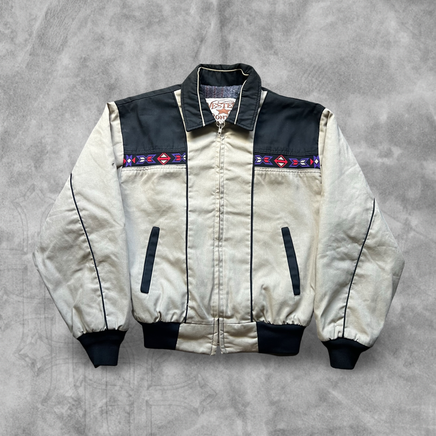 Tan Aztec Western King Bomber Jacket 1990s (M)