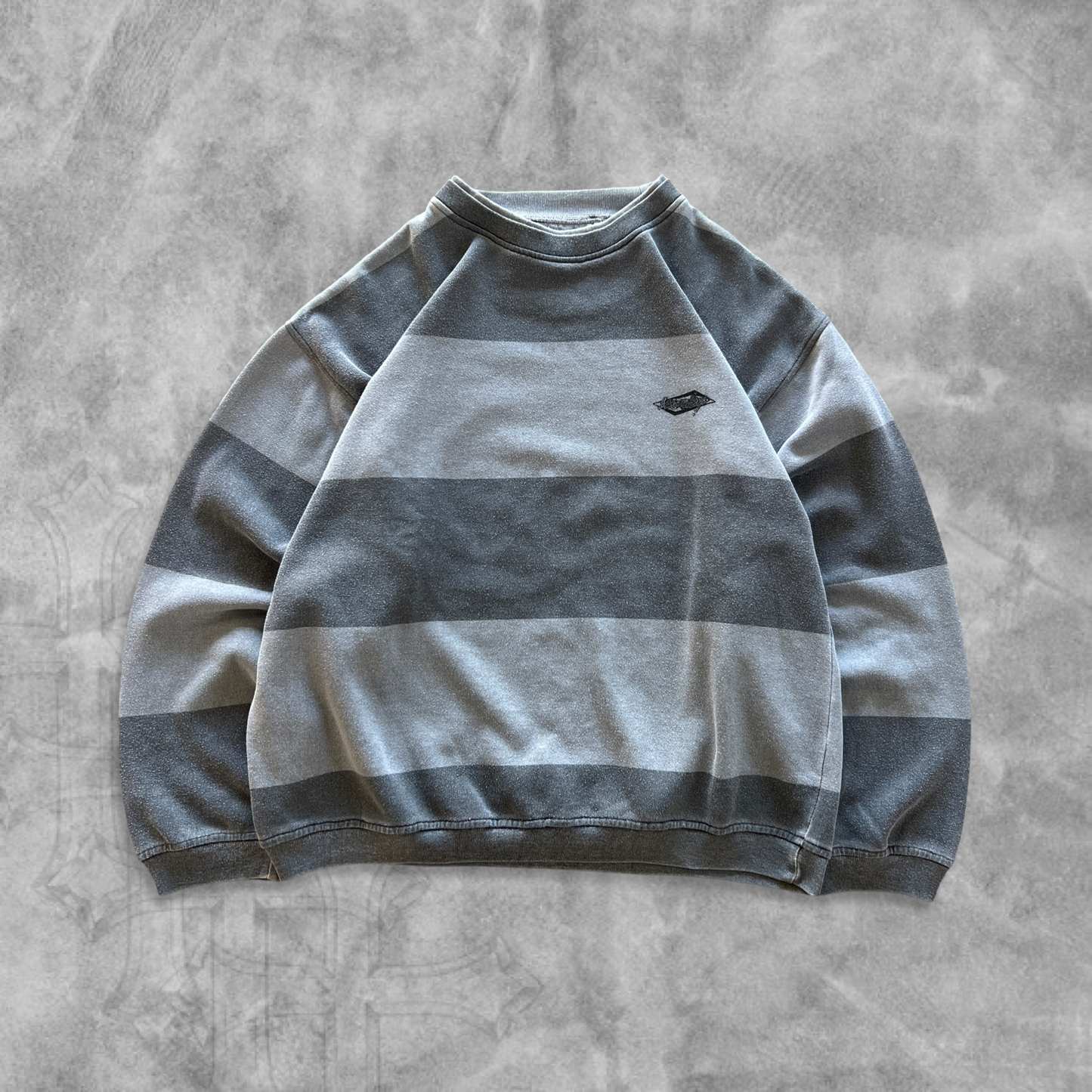 Gray Striped Saturday Sweatshirt 1990s (L)