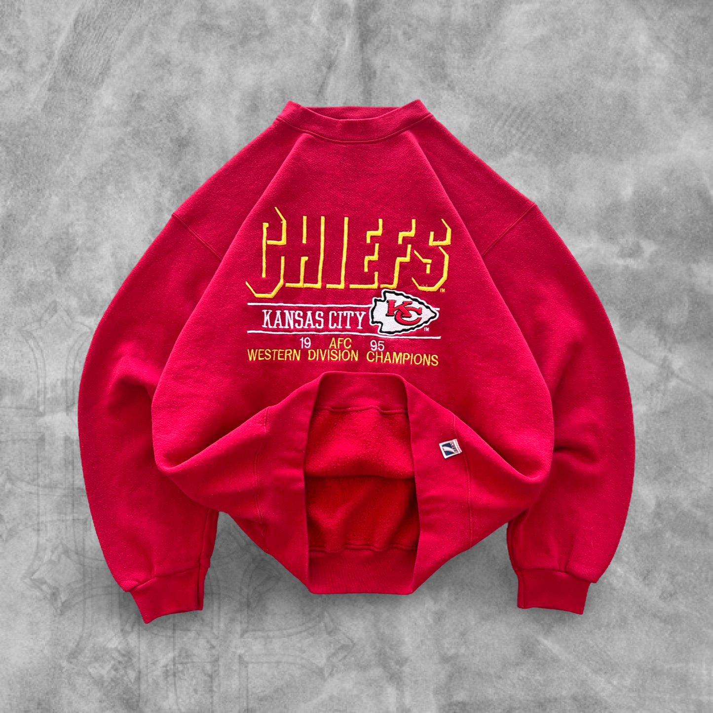 Cherry Red Kansas City Chiefs Sweatshirt 1990s (L)