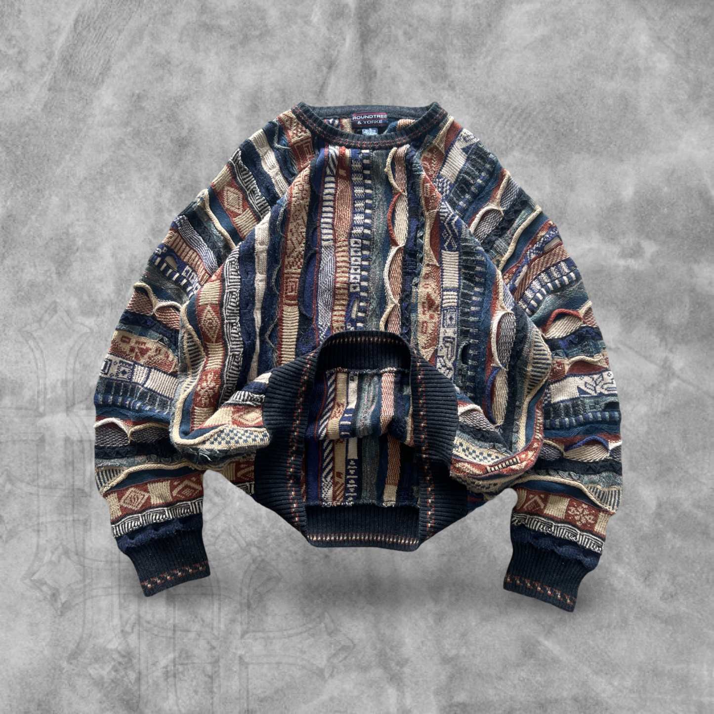 Multicolored Textured Knit Sweater 1990s (XL)