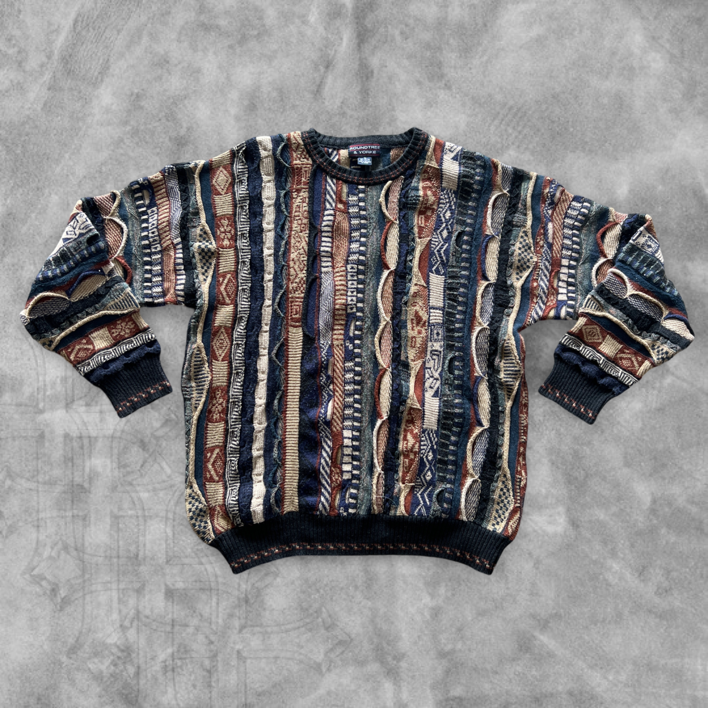 Multicolored Textured Knit Sweater 1990s (XL)