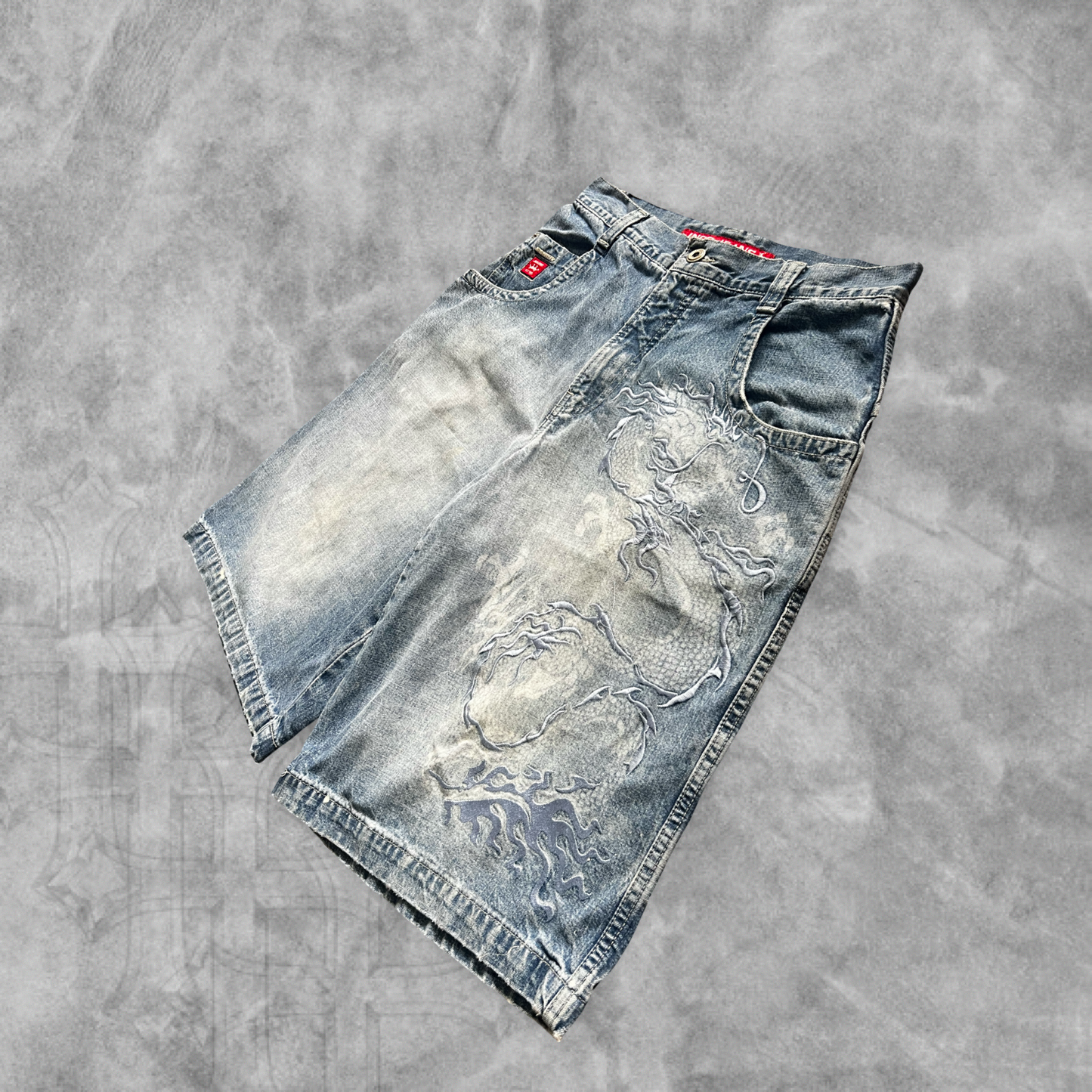 Denim Jnco Jeans Blue Dragon Shorts 1990s (32)