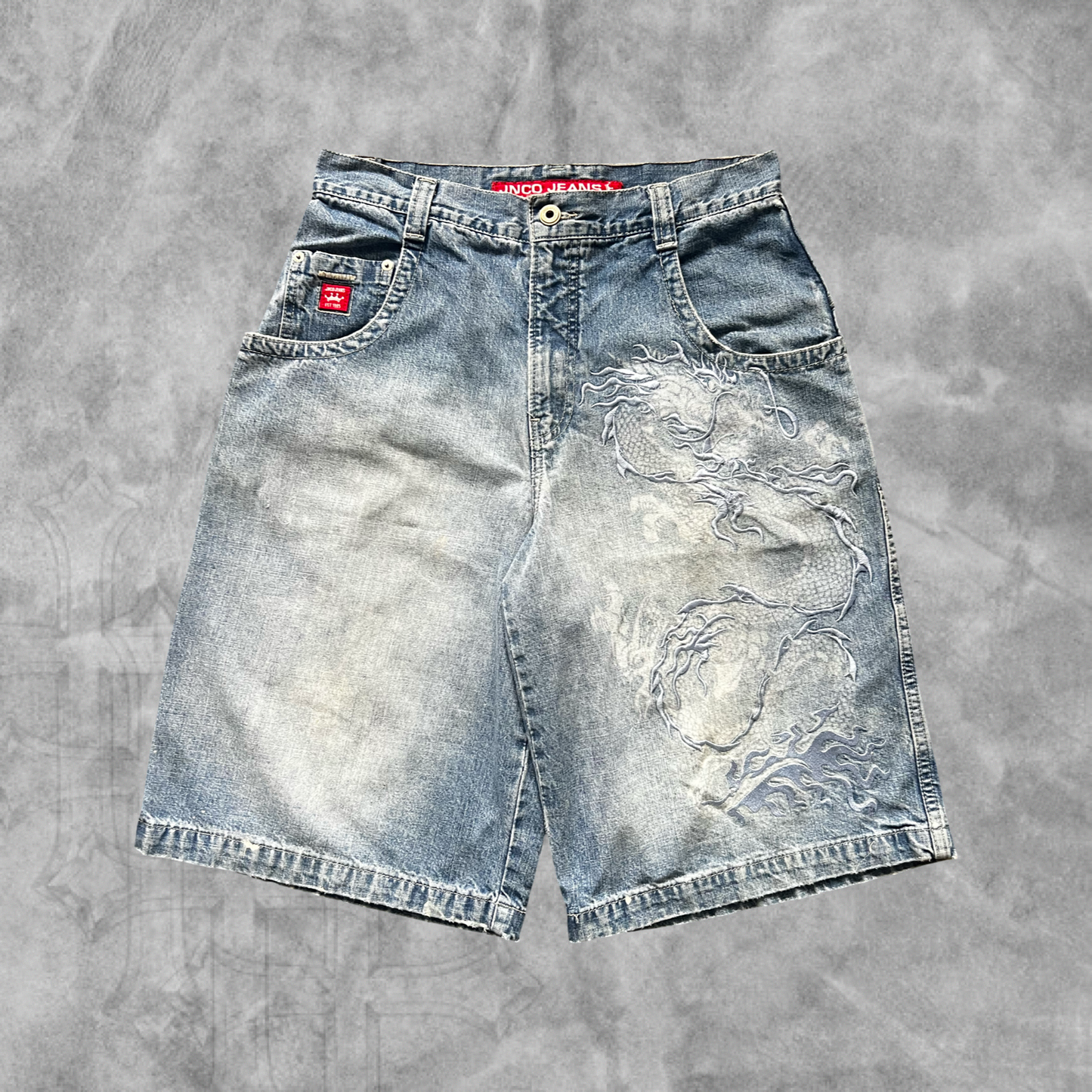 Denim Jnco Jeans Blue Dragon Shorts 1990s (32)