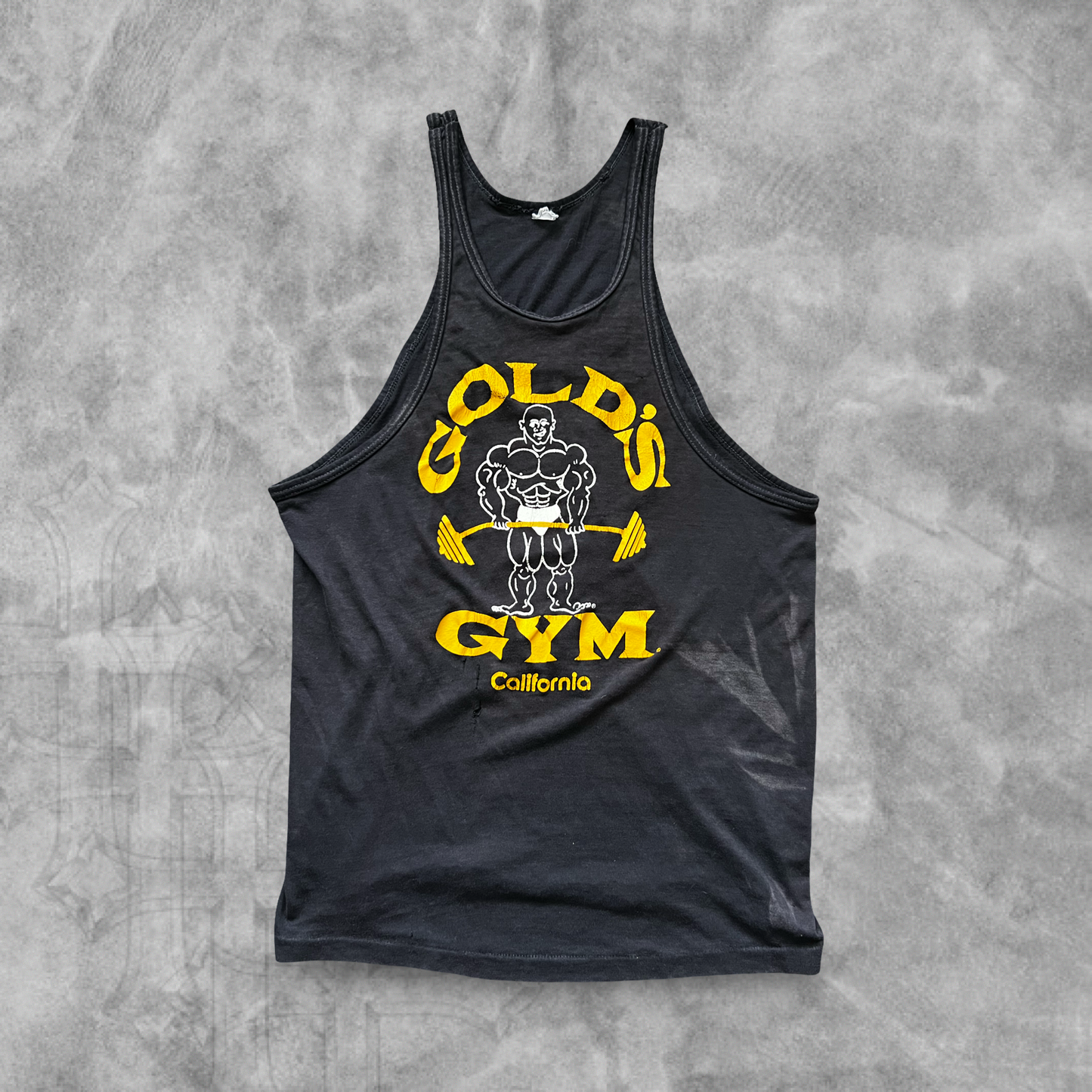 Faded Black Golds Gym California Tank 1980s (L)