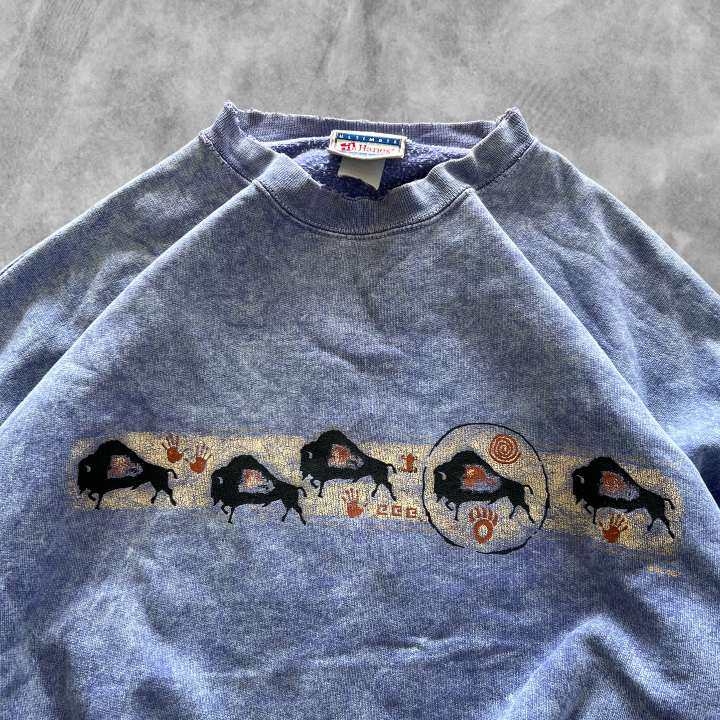 Faded Purple Stone Aged Buffalo Sweatshirt 1990s (XL)