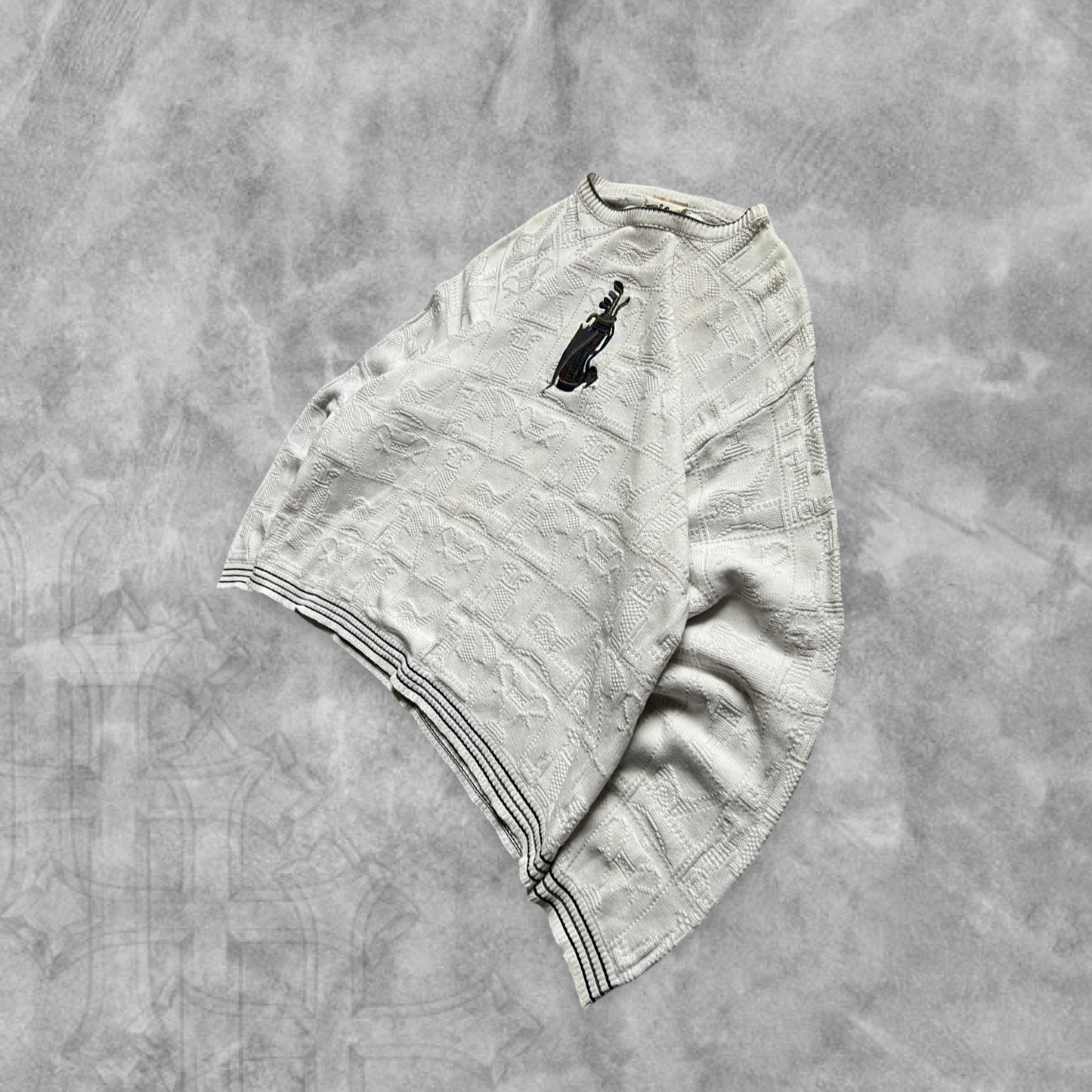 White Golf Bag Knit Sweater 1990s (M)