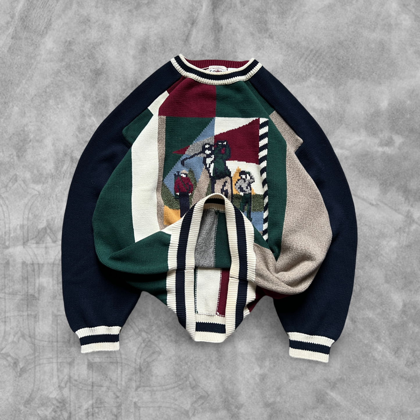 Multicolored Golf Knit Sweater 1900s (XL)